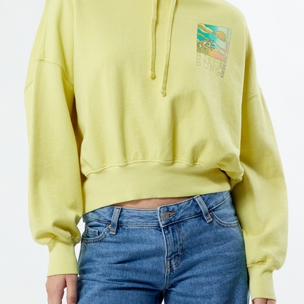 Billabong All Time Fleece Cropped Hoodie Trip Around The Sun NWT Sz Large - Picture 7 of 8